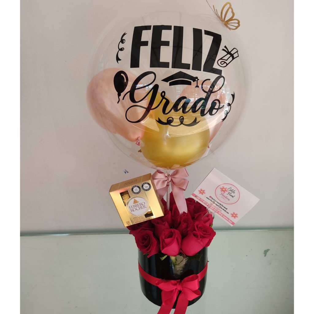 Cilindro rosas rojas, globo personalizado - rosas en cali