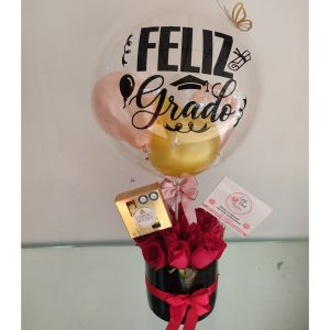 Cilindro rosas rojas, globo personalizado - rosas en cali