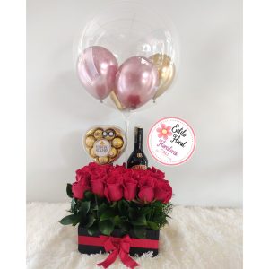 Cubo de rosas, baileys y chocolates - rosas en cali