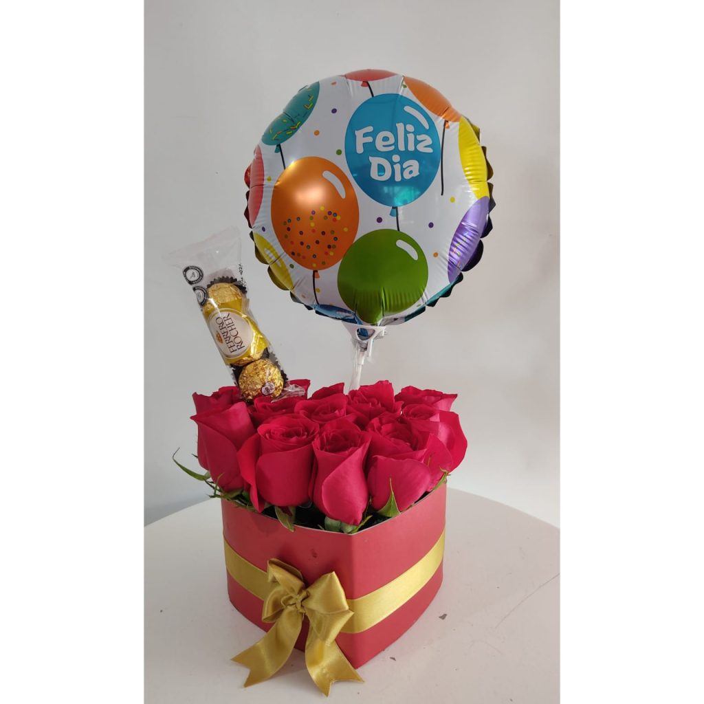 Arreglo floral con chocolate-