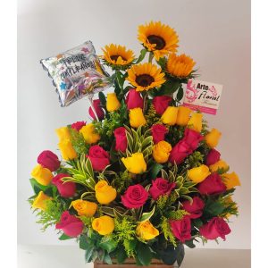 Rosas amarillas, rojas, girasoles- floristeria cali