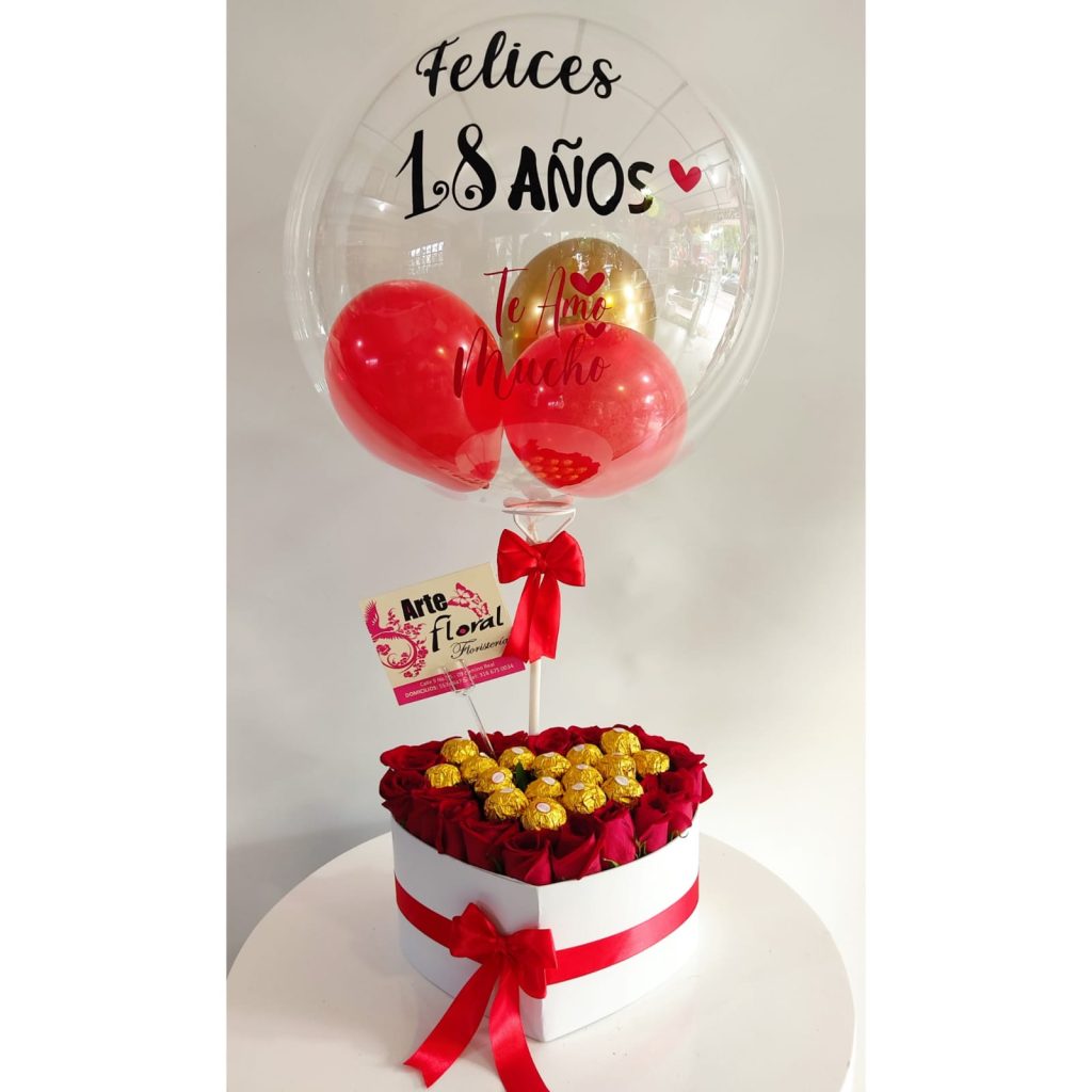 corazon en rosas rojas, chocolate, - floristeria cali EN CALI