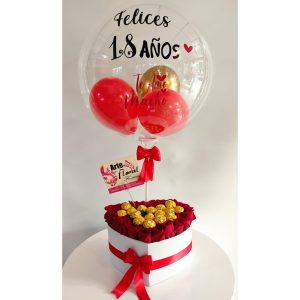 corazon en rosas rojas, chocolate, - floristeria cali EN CALI