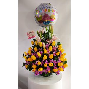 rosas amarillas, lirios, orquideas-