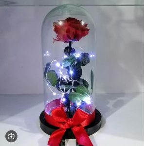 Rosa preservada roja con luces - floristerias en cali
