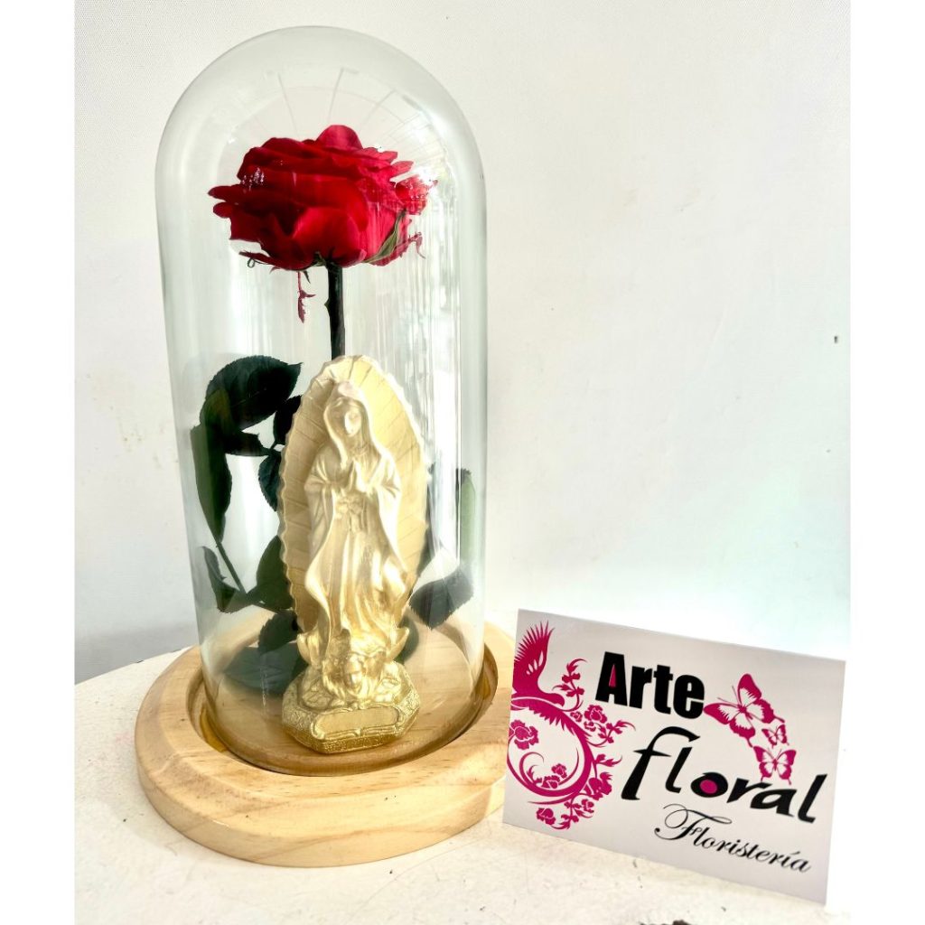 Rosa preservada roja con virgen - floristerias en cali