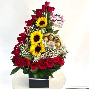 Ramo floral en girasoles y rosas floristeria cali