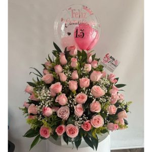 Ramo floral en rosas rosadas floristeria cali