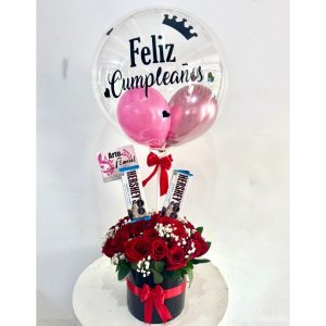 Ramo floral en rosas y chocolates floristeria cali