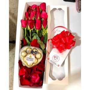 Caja de rosas y chocolates floristeria cali