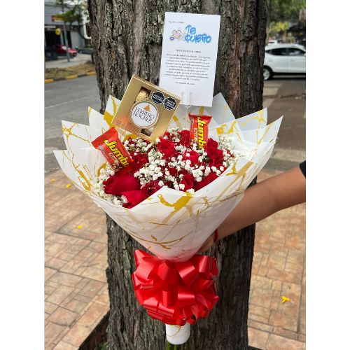 Ramo buchon, chocolates -Floristeria cali